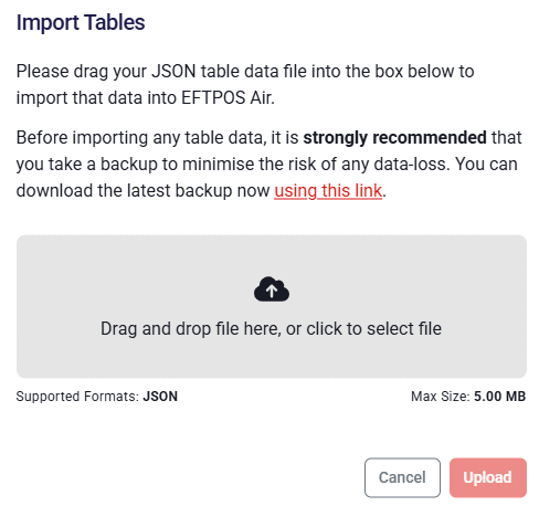 Table Import