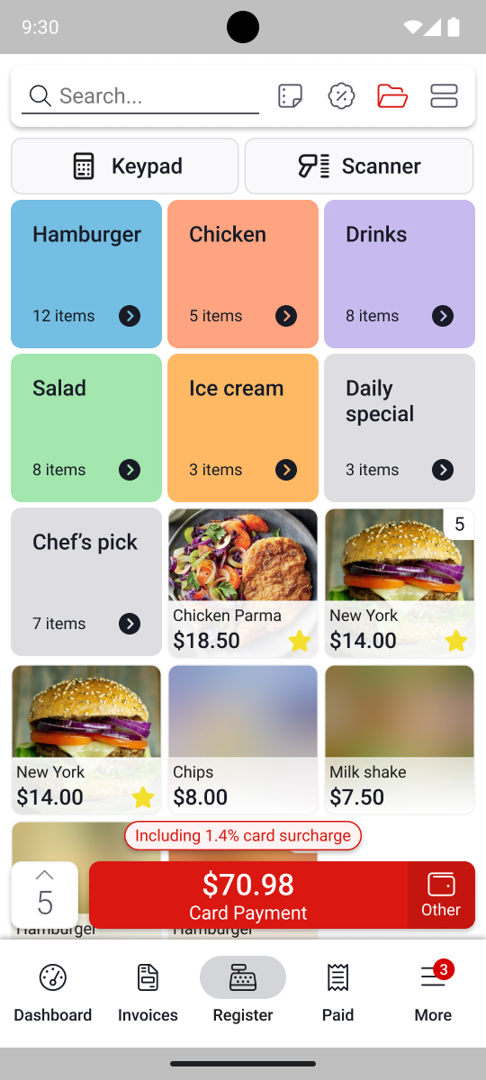 Register items